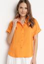 Pomarańczowa Koszula z Wiskozy Asymetryczna z Krótszym Przodem Karinas