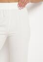 Białe Prążkowane Spodnie Szerokie z Gumką w Pasie Drasia