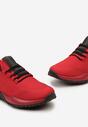 Czerwono-Czarne Siateczkowe Buty Sportowe Typu Slip On z Ozdobnym Sznurowaniem Incarda