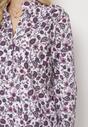 Biało-Fioletowa Bluzka Bawełniana w Kwiatowy Print z Guzikami Lontia