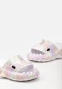 Różowo-Fioletowe Klapki z Piankowego Materiału z Motywem Rekina Danity