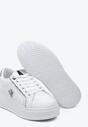 Białe Sneakersy na Grubej Podeszwie z Brokatowymi Akcentami i Metaliczną Aplikacją Owada Lolienta