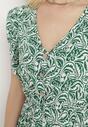 Zielona Sukienka Bawełniana z Gumką w Talii i Mozaikowym Wzorem Indaria