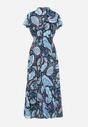 Granatowa Bawełniana Sukienka Boho z Gumką w Talii i Wzorem Paisley Sirrelia
