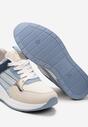 Niebiesko-Beżowe Sznurowane Sneakersy na Niskim Koturnie Xanthema