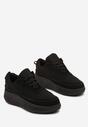 Czarne Sznurowane Sneakersy na Tłoczonej Platformie Orasa