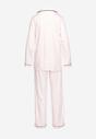 Różowy Komplet Piżamowy Długa Koszula i Spodnie w Paseczki Firosa