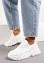 Białe Sneakersy z Tłoczoną Podeszwą i Elastyczną Cholewką Nwheite