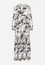 Biała Rozkloszowana Sukienka w Abstrakcyjny Wzór Alusima