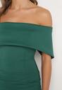 Zielona Klasyczna Dopasowana Sukienka z Wywiniętym Dekoltem Luvlia