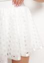Biała Ażurowa Krótka Spódnica z Gumką w Pasie Unisona