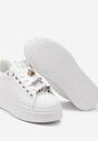 Biało-Srebrne Sneakersy z Platformą i Odpinanymi Biżuteryjnymi Aplikacjami na Sznurówkach Nasuumi