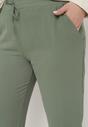 Zielone Casualowe Spodnie z Elastyczną Gumką w Pasie z Wsuwanymi Kieszeniami Mousesa