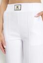 Białe Elastyczne Spodnie z Wysokim Stanem z Gumką w Pasie Monuetta