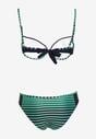 Zielone Bikini 2-Częściowe w Paski Biustonosz na Cienkich Ramiączkach i Majtki Figi Catara