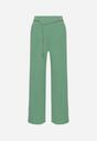 Zielone Szerokie Spodnie Zapinane z boku na Suwak z Ozdobnym Łańcuchem Grazioso