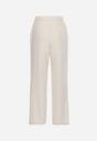 Jasnobeżowe Eleganckie Szerokie Spodnie z Gumką w Pasie Zapinane na Suwak Barcarola
