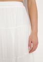 Biała Klasyczna Spódnica Maxi z Gumką w Talii o Rozkloszowanym Fasonie Coccinia