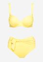 Żółte Bikini z Ozdobnym Paskiem na Figach i Usztywnianym Biustonoszem Vamira