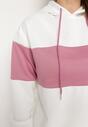 Biało-Różowa  Bawełniana Bluza Zakładana Przez Głowę z Kapturem Getella