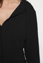 Czarny 2-częściowy Komplet Dresowy Krótka Bluza z Kapturem Spodnie z Gumką w Pasie Faelle