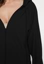 Czarny  2-częściowy Komplet Dresowy Bluza z Kapturem Spodnie z Gumką w Pasie Regulowane Tellfana
