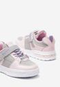 Różowo-Szare Buty Sportowe Sneakersy ze Świecącymi Ledami Rzepem i Skórzaną Wkładką Uellema