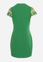 Zielona Dopasowana Sukienka z Koronkowym Rękawkiem Cidariana