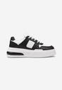 Czarno-Białe  Sznurowane Sneakersy na Grubej Podeszwie Levitellia