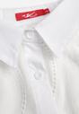 Biała Klasyczna Koszula z Haftowanej Tkaniny Zapinana na Guziki i Regulowanym Rękawem Cavonella