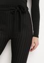 Czarne Długie Spodnie z Gumką w Talii i Materiałowym Paskiem Xanneli