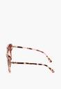 Różowo-Brązowe  Nowoczesne Okulary Przeciwsłoneczne Kocie Oko z Metalową Wstawką Fottea