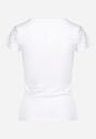 Biała Koszulka T-shirt z Koronką na Rękawach i Dekolcie Aines
