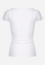 Biały T-shirt Koszulka z Ozdobną Koronkową Wstawką Clilada