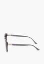Szare Eleganckie Okulary Przeciwsłoneczne Kocie Oko z Metalicznym Mostkiem Stuccaria