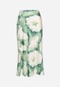 Zielono-Biała Spódnica Rozkloszowana z Satyny w Abstrakcyjny Print Lexasa