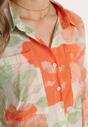 Pomarańczowo-Beżowa Koszula o Luźnym Kroju Zapinana na Guziki Piasha