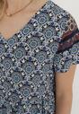 Niebieski Letni Komplet z Wiskozy w Mozaikowy Wzór Bluzka i Szerokie Spodnie Latasha