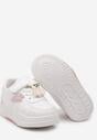 Biało-Różowe Płaskie Buty Sportowe na Rzep ze Sznurowaniem i Aplikacją 3D Vianella