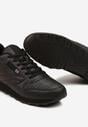 Czarne Buty Sportowe Sneakersy na Płaskiej Podeszwie z Przeszyciami Axalean