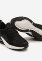 Czarno-Białe Buty Sportowe Sneakersy z Siateczki na Elastycznej Podeszwie Alinesta
