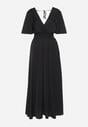 Czarna Sukienka z Rozkloszowanymi Rękawami Gumką w Pasie i Wiązaniem na Plecach Larielle