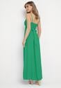 Zielona Sukienka z Kopertowym Dekoltem na Cienkich Ramiączkach Piamena