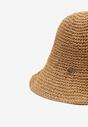 Beżowy Pleciony Kapelusz Bucket Hat z Szerokim Rondem Liadena