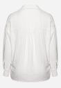 Biała Bawełniana Koszula z Długim Rękawem i Trójkątnym Dekoltem Zapinana na Guziki Tesapaula
