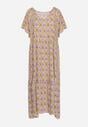 Fioletowo-ZIelona Sukienka Rozkloszowana z Mozaikowym Wzorem z Wiskozy Kaliane