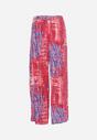 Różowo-Granatowe Wiskozowe Spodnie Szerokie z Ozdobnymi Rozcięciami po Bokach w Abstrakcyjny Print Maybella