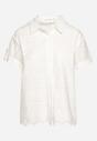 Biała Koszula z Krótkim Rękawem Bawełniana z Haftowanej Tkaniny Cavanella