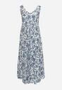 Biało-Niebieska Sukienka z Wzorem Paisley i Rozkloszowanym Dołem Biamira
