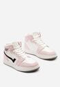 Biało-Różowe Płaskie Sneakersy za Kostkę z Ozdobnymi Przeszyciami Moonwera
